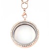 Floating locket Rosé goudkleurige memory locket rond XL strass met ketting