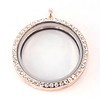 Floating locket Rosé goudkleurige memory locket rond XL strass