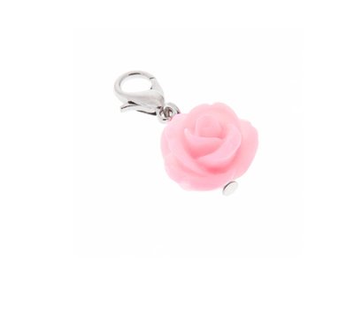 Clip on charms Roosje dangle roze