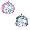 Floating locket  discs Memory locket open disk to the moon zilverkleurig large