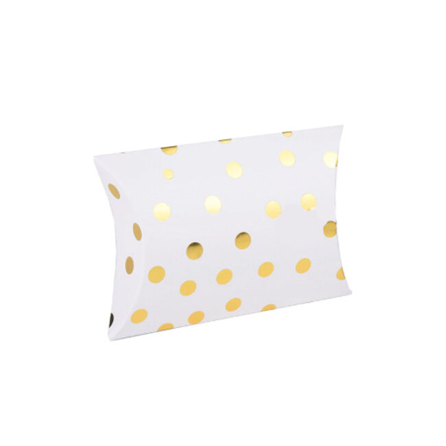 Cadeauverpakking Dots - Wit met gouden stippen