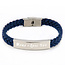 Leren armband graveren blauw
