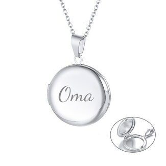 Rond Foto Medaillon Ketting - Zilverkleurig