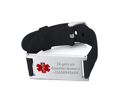 Medische alert armband Medische Armband Zwart Groot