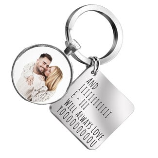 Sleutelhanger met foto rond zilverkleurig - I will always love you