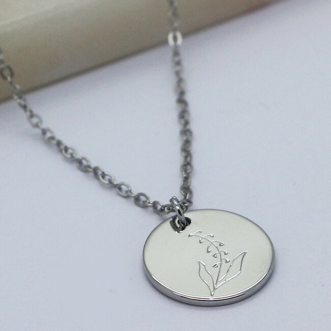 Geboortebloem Ketting - Zilverkleurig