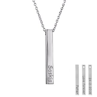 Staaf hanger ketting zilverkleurig