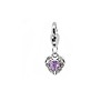 Clip on charms Vintage hartje met paarse crystal dangle