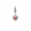 Clip on charms Vintage hartje met rode crystal dangle