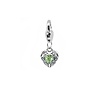 Clip on charms Vintage hartje met groene crystal dangle