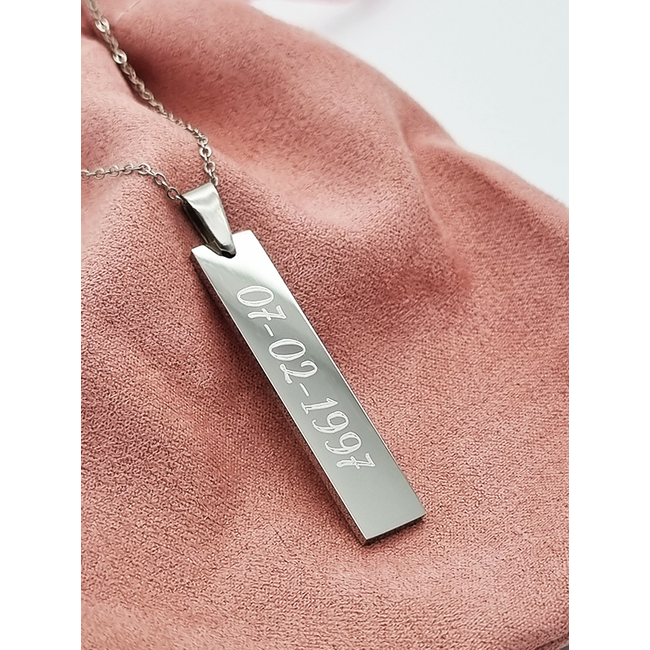 Barketting  Verticaal Zilverkleurig Graveren