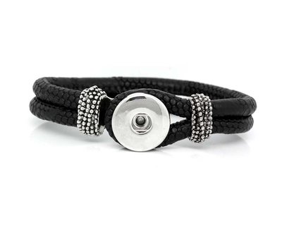 Clicks Sieraden Clicks knoop armband leer zwart