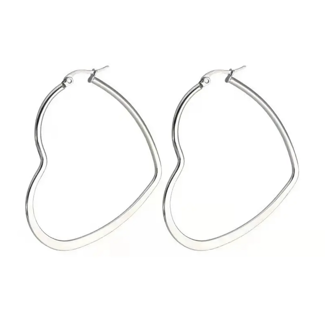 Oorringen Hart Zilverkleurig - 5 cm