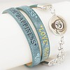 Clicks Sieraden Clicks armband leer blauw love hope happiness