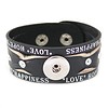 Clicks Sieraden Clicks armband leer zwart love hope happiness wave