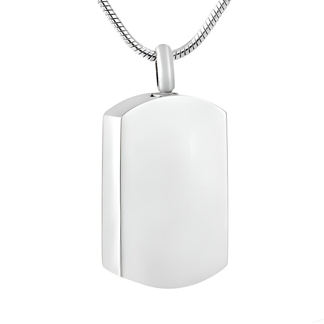 Ashanger dogtag zilverkleurig inclusief ketting
