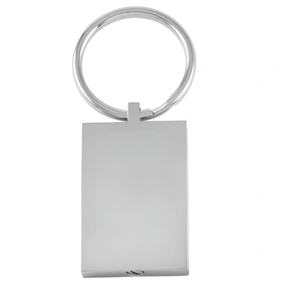 As sleutelhanger rechthoek zilverkleurig