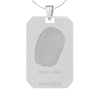 Vingerafdruk sieraad kleine dogtag zilverkleurig