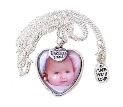 Ketting met foto Ketting met foto hanger hart zilverkleurig