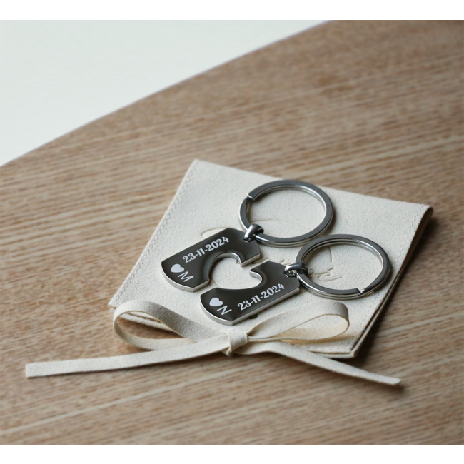 Sleutelhangers Dogtag Hart - Gepersonaliseerde Koppel Sleutelhanger