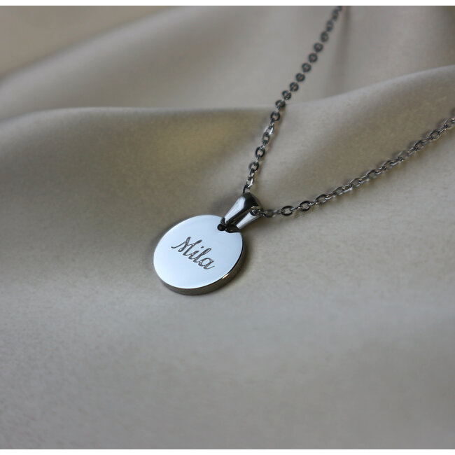 Ketting met naam Graveren zilverkleurig