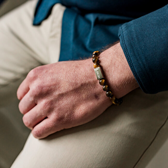 Kralenarmband Graveren - bruin