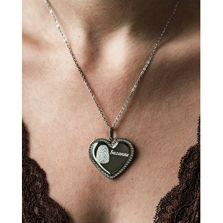 Vingerafdruk sieraad hart crystals zilverkleurig