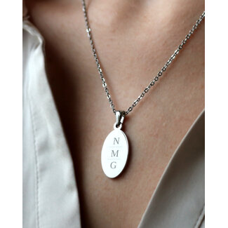 Ketting met Initalen Ovaal - Zilver
