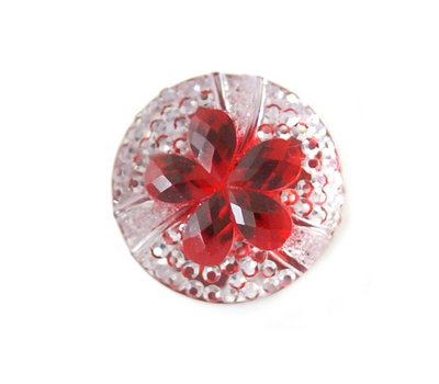 Clicks en Chunks | Click bloem rood met strass voor clicks sieraden