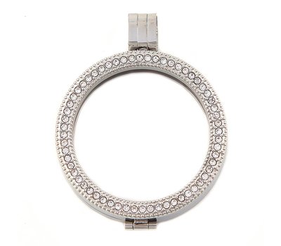 Hanger voor Muntketting Zilverkleurig volledig Strass van Roestvrij Staal
