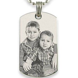 Dog tag Graveren met Ketting zilverkleurig