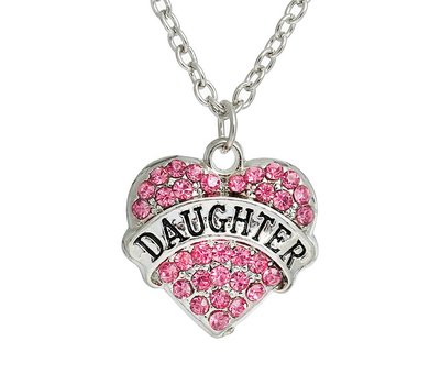 Moederdag cadeau Ketting met daughter en roze crystals