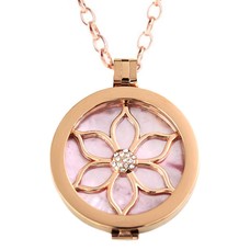 Complete Muntketting Pink Pearl Flower Rose Goudkleurig