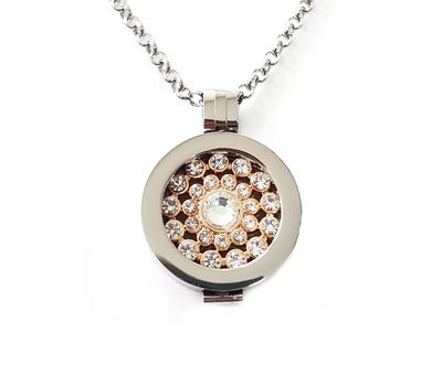 Complete Muntketting Shiny crystals smal zilverkleurig