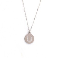 Ketting met letter Letter Ketting Crystal U zilverkleurig van roestvrij staal.