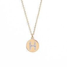 Ketting met letter Letter Ketting Crystal H goudkleurig van roestvrij staal.