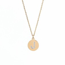 Ketting met letter Letter Ketting Crystal J goudkleurig van roestvrij staal.