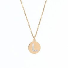 Ketting met letter Letter Ketting Crystal L goudkleurig van roestvrij staal.