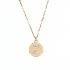 Ketting met letter Letter Ketting Crystal Z goudkleurig van roestvrij staal.