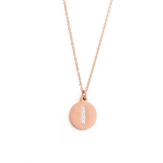 Letter Ketting Crystal I rose goudkleurig van roestvrij staal.
