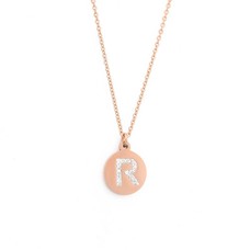 Ketting met letter Letter Ketting Crystal R rose goudkleurig van roestvrij staal.