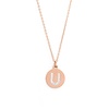 Ketting met letter Letter Ketting Crystal U rose goudkleurig van roestvrij staal.