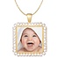 Ketting met foto hanger vierkant crystals goudkleurig
