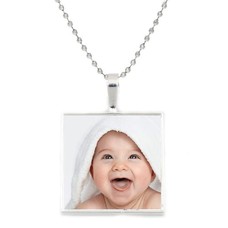 Ketting met foto Ketting met foto hanger vierkant zilverkleurig