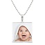 Ketting met foto hanger vierkant zilverkleurig