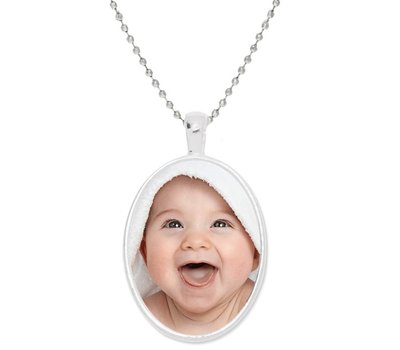 Ketting met foto Ketting met foto hanger ovaal klein zilverkleurig