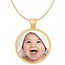 Ketting met foto hanger rond goudkleurig