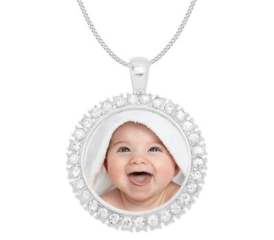 Ketting met foto Ketting met foto hanger zilverkleurig met crystals