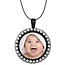 Ketting met foto hanger zwart met crystals