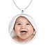 Ketting met foto hanger rond groot zilverkleurig